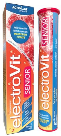 Activlab ElectroVit Senior – Hochwertiges Nahrungsergänzungsmittel für ältere Menschen: Magnesiumcitrat, 20 Brausetabletten, Himbeergeschmack, Magnesium, Vitamin C