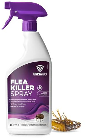 REPELEM Flea Spray for The Home - Professional Strength, Household Treatment, Killer for Home, Kills Fleas, Larvae & Eggs (1L Flea Spray)