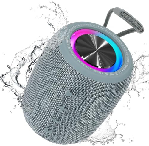 Enceinte Portable Bluetooth, BT5.3 Haut-Parleur sans Fil 20W Basses Riches avec Modes Lumière LED, Autonomie de 16H Supporte Radio FM, TF, USB, AUX pour Maison, Cyclisme, Extérieur, Voyages, Douche