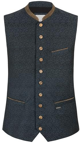 Stockerpoint Trachtenweste Elvio Gilet Traditionnel, Bleu, 54 Hommes