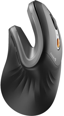 ProtoArc EM11 NL Ergonomische Vertikale Maus, Kabellos Aufladbar Mouse mit 3 Gerät (Bluetooth+Bluetooth+USB), Vertikal Funkmaus für Computer, iPad, Mac, Windows - Dunkelgrau