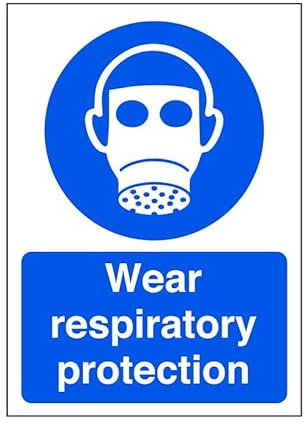 Wear respiratory protection - safety sign, ppe clothing, ppe, protective clothing - 1.2mm Rigid plastic for indoor/outdoor usage (200mm x 150mm) Viewing Distance within 5m.