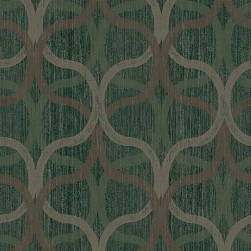Boutique Refine Geometric Green & Gold Wallpaper | Paste the Wall | Green Geometric | Eco-Friendly
