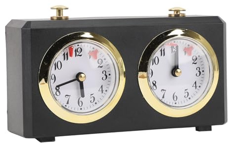 Reloj de ajedrez mecánico, reloj de ajedrez profesional, temporizador de ajedrez, portátil, fácil de leer, temporizador de ajedrez chino (negro)