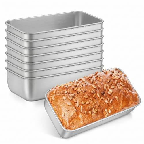 Leonyo 8 Pack Loaf Pans for Baking Bread, 9IN x 5IN Stainless Steel Loaf Bread Pans Set for Homemade Meatloaf, Bananas, Brownies, Lasagnas, Dishwasher Oven Safe