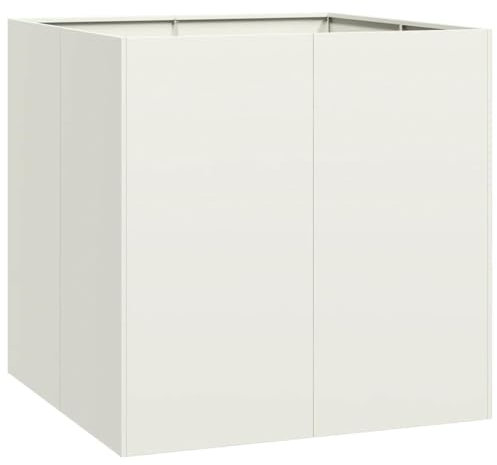vidaXL Pflanzgefäß Weiß 80x80x80 cm Stahl, Pflanzschale, Garten-Garten-Pflanzkübel, Outdoor-Pflanzgefäß, Hochbeet, Pflanzgefäß, Blumenkasten