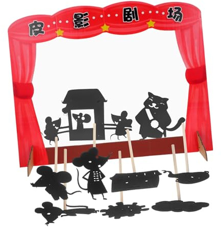 BCOATH Educational Puppet Show Theater Set 2 Pack Shadow Puppet Toys for Kids Marionette Plaything with Theatre for Sensory Play