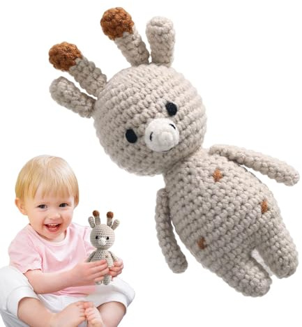 Hogvinnatil Jouet à hochet pour bébés, Crochet en bois bébé hochet - Crochet Animal Handmade Remue,Jouet apaisant de Teether, Stuffers de panier de Pâques, décor de baby shower éducatif pour les