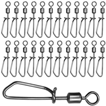 Snap et Clips de Pêche – Connecteurs de Poisson Fluides, 25pcs Agrafes à Libération Rapide avec Rotation à 360° | Clips de Connecteur de Pêche Flexibles et Fluides pour Leurres, Accessoires de Tackle