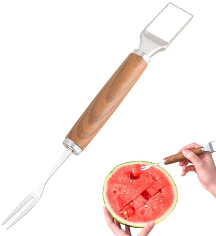 Affettatrice Forchetta per Anguria | Forchetta Tagliafrutta per Cocomero Accessorio da Cucina | Accessorio Cucina Acciaio Inox per Tagliare Frutta per Anziani Adulti Bambini