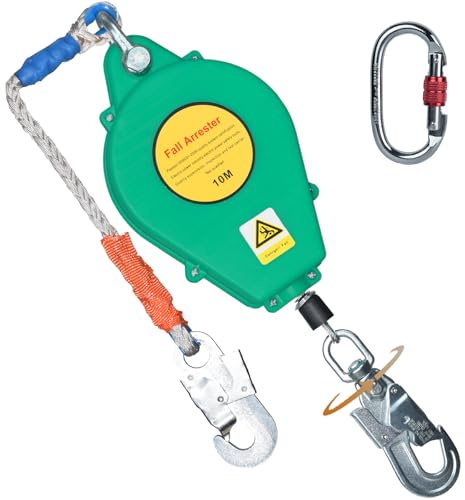 BOVDC Dispositivo Anticaida Retractil Homologado 10m/15m/20m(Verde,20m) | Arnes Linea de Vida Retractil Seguridad Tejado Homologado 150kg, Arnes Seguridad Anticaidas Retractil Trabajo en Altura