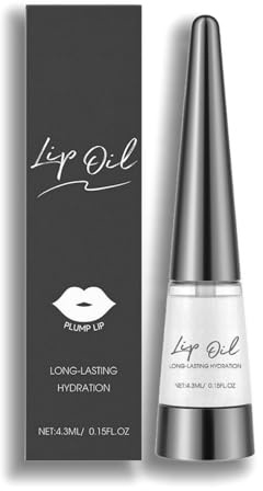 Lip Plumper Gloss & Serum, Instant Plumping Lip Gloss with Natural Ingredients, Non-Sticky Clear Lip Gloss, Ultra Hydrating Lip Oil & Moisturiser for Very Dry Lips, Glass Shine Lip Care