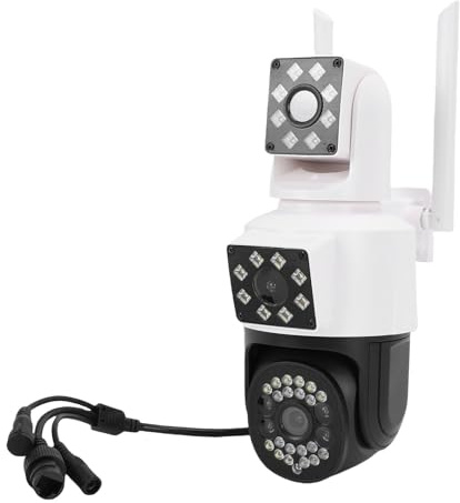 AKLOSIPY Telecamera di Sicurezza Esterna PTZ 1080P, WiFi 360 Gradi Rilevamento Umano App Condivisione Remota, con Obiettivo Ad Ampia Apertura per Cantieri Fabbriche Magazzini Negozi (Spina Europea)
