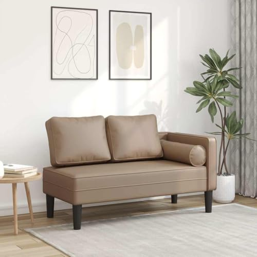 toolkix Chaiselong med kudde cappuccino konstläder, 116,5 x 62 x 57,5 cm, avslappnande vardagsrum, recamiere-soffa, XXL-fåtölj, bäddfåtölj, soffa eller ottomansoffa, bäddsoffa