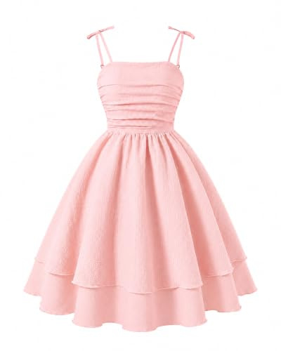DVDVBOOM Girls Prom Dresses A-Line Smocked Layered Teen Clothes Cute Outfits Wedding Guest Party Dress 9-10-11-12 Years