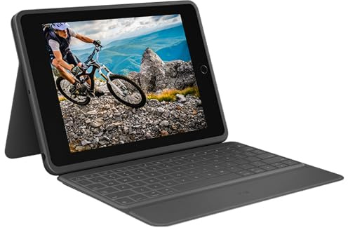 Logitech Rugged Folio för iPad (7:e | Tangentbordsfodral (8:e/9:e gen), Smart Connector, spillsäkert, Layout Pan Nordic QWERTY - Svart