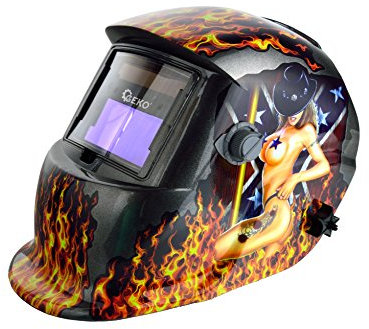 BSD Casque de Soudure Automatique - Casque de Soudage, Casque d'Obscurcissement Automatique, Casque de Soudure à Énergie Solaire - Flammes