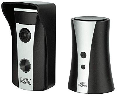 BURG-WÄCHTER WLAN Video-Türsprechanlage, Elektronischer Türspion mit Klingel, Kamera und Monitor, 5m Nachtsicht, HD, Door eGuard DG 8500, Schwarz/Silber