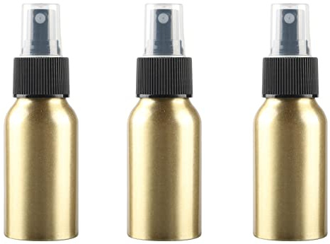 ZEOABSY 3 Pezzi 50 ml Bottiglie Spray Oro Vuote in Alluminio con Pompa Trasparente Fine Nebbia Flacone Spray per Cosmetica Acqua Profumo da Viaggio Riempibile, Imbuto