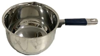 Stainless Steel Hard Anodised Milk Pan with 2 Double Pouring Lips Sauce Boil (14 cm Diameter - 1.1 Litre)