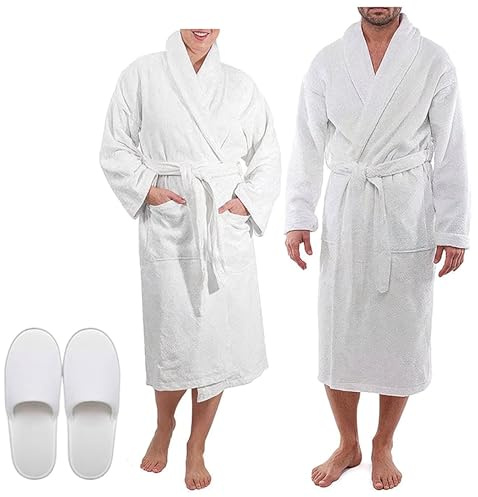 Westlane Linens 100% Egyptian Cotton Terry Toweling Bathrobe, Hotel & Spa Quality Unisex Dressing Gown Bath Robes for Men & Women