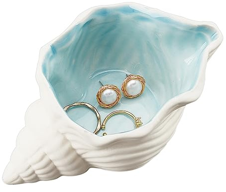 NBEADS Conchiglia Forma Vassoio Gioielli in Ceramica, Aqua Shell Piatto Trinket Supporto in Ceramica Piatto di Bigiotteria Decorativa A Tema Oceanico per Collane Gioielli Braccialetto