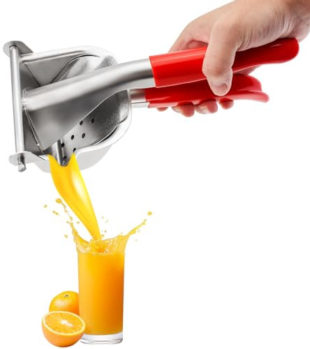 Omninmo 304 Stainless Steel Lemon Squeezer Citrus Juicer Hand Press Heavy Duty Manual Juicer Squeeze Juice Extractor Maker Orange Lime Grapefruit Presser for Orange/Lime with Dipped Plastic Handle