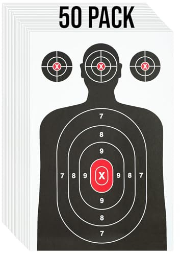 50 Pack Paper Shooting Target for Gun Range - Silhouette Paper Target Practice for Handguns, Rifles, Pistols, Airguns, BB Guns, Pellet Guns, Crossbow, Arrow (14 X 22 inches)
