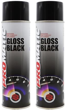 PROTOUCH 2x Promatic Gloss Black Spray Paint, 500ml, Fast Drying, Weatherproof, UV/Scratch/Impact Resistant