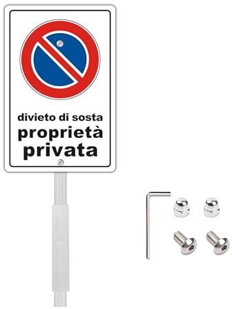 Felexdo Cartello Divieto di Sosta Proprietà Privata con Staffa in Alluminio Cartello Divieto di Sosta 20x30cm Resistente UV Facile da installare Impermeabile e Resistente ai Raggi UV