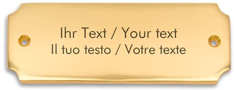 Targa porta con incisione personalizzata, targhetta in ottone – 125 x 45 mm, angoli rientrati