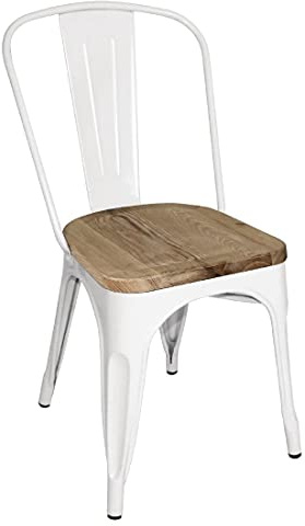 Bolero Bistro Beistellstühle mit Holzsitzauflage weiß (4er Pack)