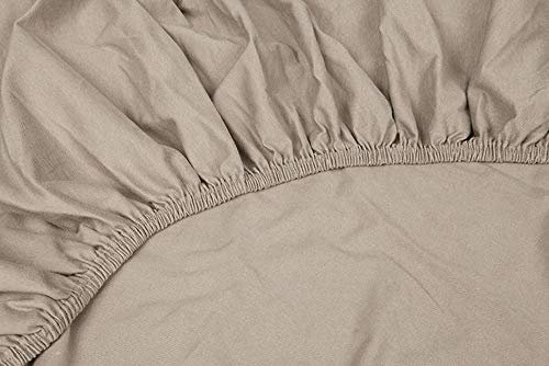 Kayori Shizu Perkal Spannbettlaken 40cm Steg Größe 90-100x200-220cm Farbe Sand
