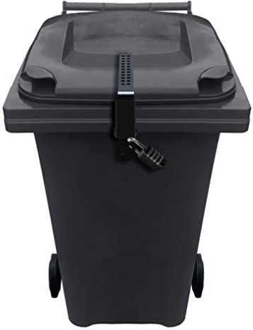 Wheelie Bin Lid Strap Lock NO Drilling, NO GLUEING - Easy FIT, Complete with KEYLESS Padlock to Lock The Lid - Stop Identity Theft, Prevent People Filling Your Dustbin, Heavy Duty