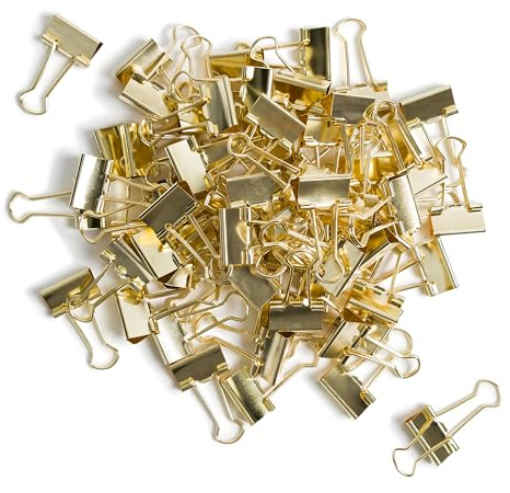 U Brands Lot de 72 petites pinces à classeur, or métallique, fournitures d'organisation de bureau, 19 mm