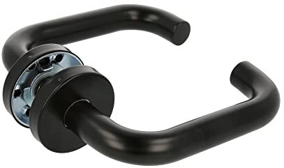 Amig - Set di maniglie con rosetta interna per porte | Mod. 3RX | Ø53 mm | Quadretto da 8 mm | Design elegante e semplice | Acciaio inossidabile nero