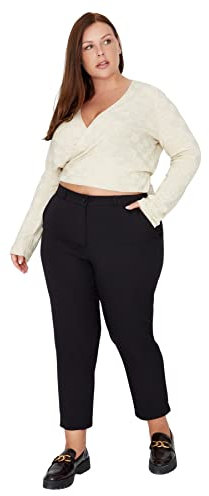 TRENDYOL Damen Karottenhose, Übergröße Hose, Schwarz, 42 EU