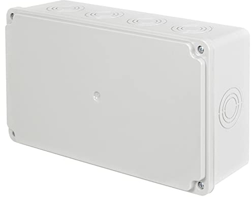 ADELID Abzweigkasten 260x150x80mm IP65 | Aufputz Abzweigdose Feuchtraum außenbereich | Installationsdose IK10 mit Kabelverschraubung | Verteilerdose Keller RAL7035 Hellgrau