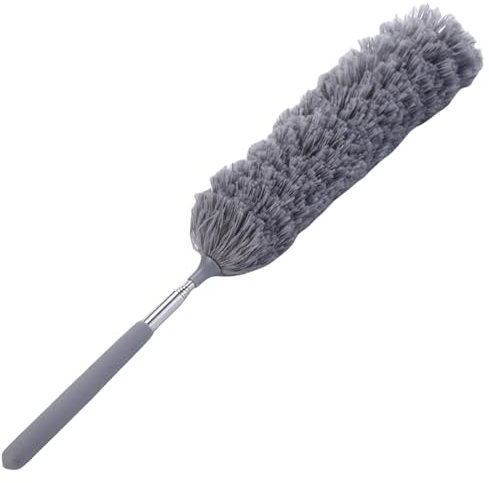 Telescopic Microfiber Duster, 38x7x5cm Extendable Stainless Steel Hand Duster for Cleaning High Ceiling Fans, Bendable Flexible Dusting Brush, Reusable Fiber, Feather Spider Web Brush