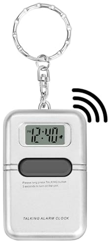 Cirbic Portachiavi con orologio parlante con schermo LCD - chiaro accento americano, annuncia l'ora con la pressione del pulsante, ideale per ipovedenti o non vedenti (1)
