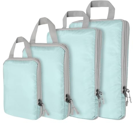 Namvo Cubos de Embalaje de Compresión Juego de 4 Bolsas Organizadoras de Viaje Ultraligeras para Equipaje de Mano Maleta Equipaje Etc Cubos de Embalaje de Viaje Azul Lago