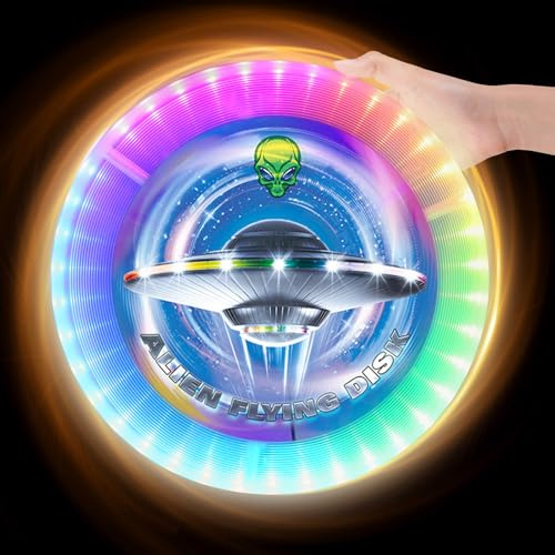 LED-frisbee med 12 färglägen – 25 cm vattentät flygruta för utomhus, strand och nattspel – lysande frisbee för barn/ungdomar/vuxna – presentidé för födelsedag/jul/påsk