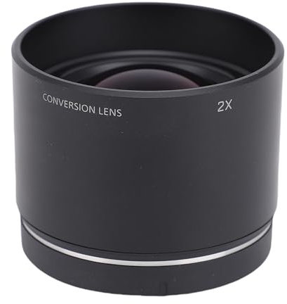 Elprico Lente de Teleconvertidor 2X, Vidrio óptico Lente de Teleobjetivo 2X con Soporte Snap On para Lentes de Cámara de 14-42 Mm