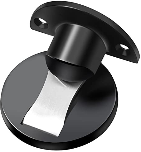 1 Stück Türstopper aus gebürstetem Edelstahl – Türhalter for Zuhause und Hotel – Bodentürstopper mit Griffvorrichtung(Black)