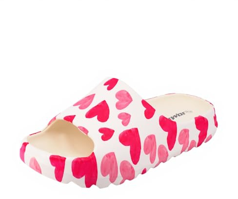 JOMIX Ciabatte Donna Estive da Spiaggia Pantofole Nuvola con Cuori Morbide Antiscivolo per Doccia e Piscina Sandali da Bagno Leggeri in EVA per Mare e Tempo Libero WES250456, Rosso, 40-41 EU