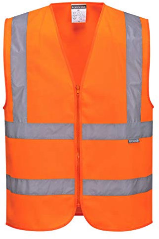 Portwest Warnschutzweste mit Reißverschluss, Größe: M, Farbe: Orange, C375ORRM
