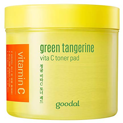 Goodal Green Tangerine Vitamin C Toner Pads with ‘5-in-1’ Effect | Exfoliates, Tones, Brightens, Moisturizes, and Detoxifies Sensitive Skin (70 Pads)