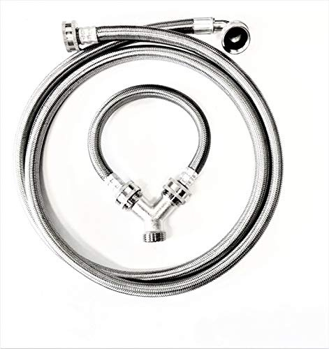 Shark Industrial Steam Dryer Installation Kit - 6FT Stainless Steel Braided Hose with 3/4 FHT 90 Degree Elbow and 1FT Inlet Hose 3/4 FHT with Y-adapter