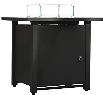 Teamson Home Outdoor Garden 2 In 1 Propane Gas Fire Pit Table Burner, Smokeless Firepit, Metal Patio Furniture Heater with Lava Rocks & Cover