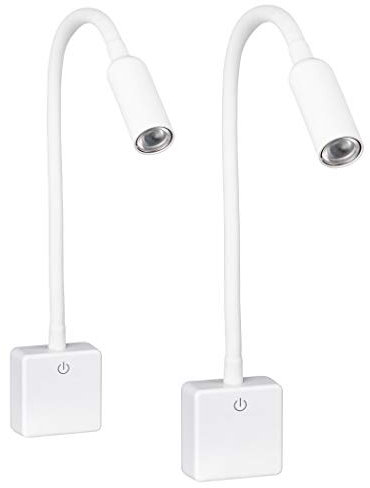 SEBSON® 2x Lampara Enchufe Pared LED Blanco, Luz Lectura Regulable, Luz Nocturna Flexible, 4W blanca neutra 4000K, Aplique Pared - Lampara de Noche